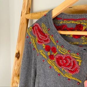 J. Jill Gray Embroidered Sweater